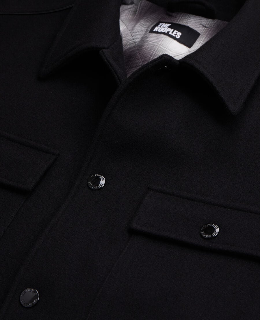 The Kooples HOMME BLACK blouson type surchemise noir en laine mélangée