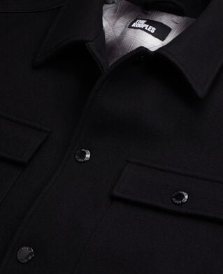 The Kooples HOMME BLACK blouson type surchemise noir en laine mélangée