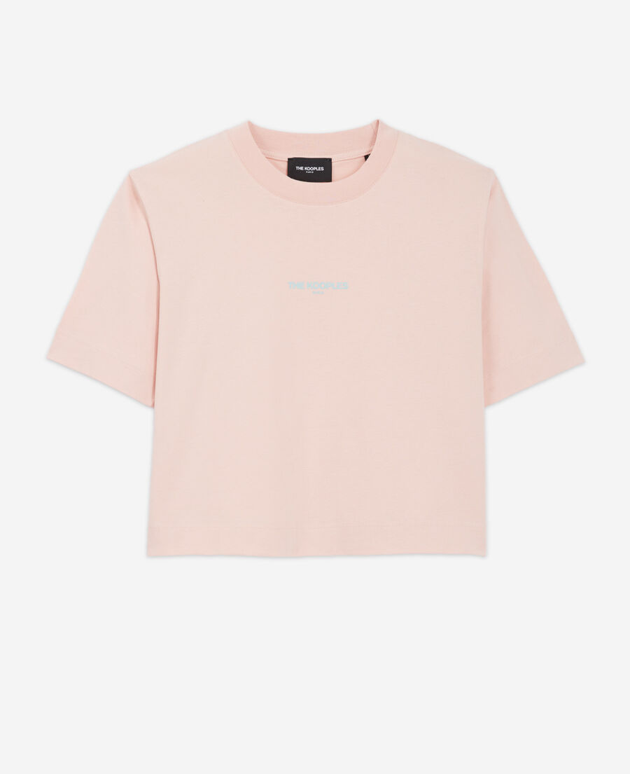 short-sleeve pink cotton t-shirt with logo