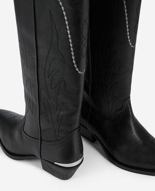 The Kooples FEMME BLACK bottes western en cuir noir