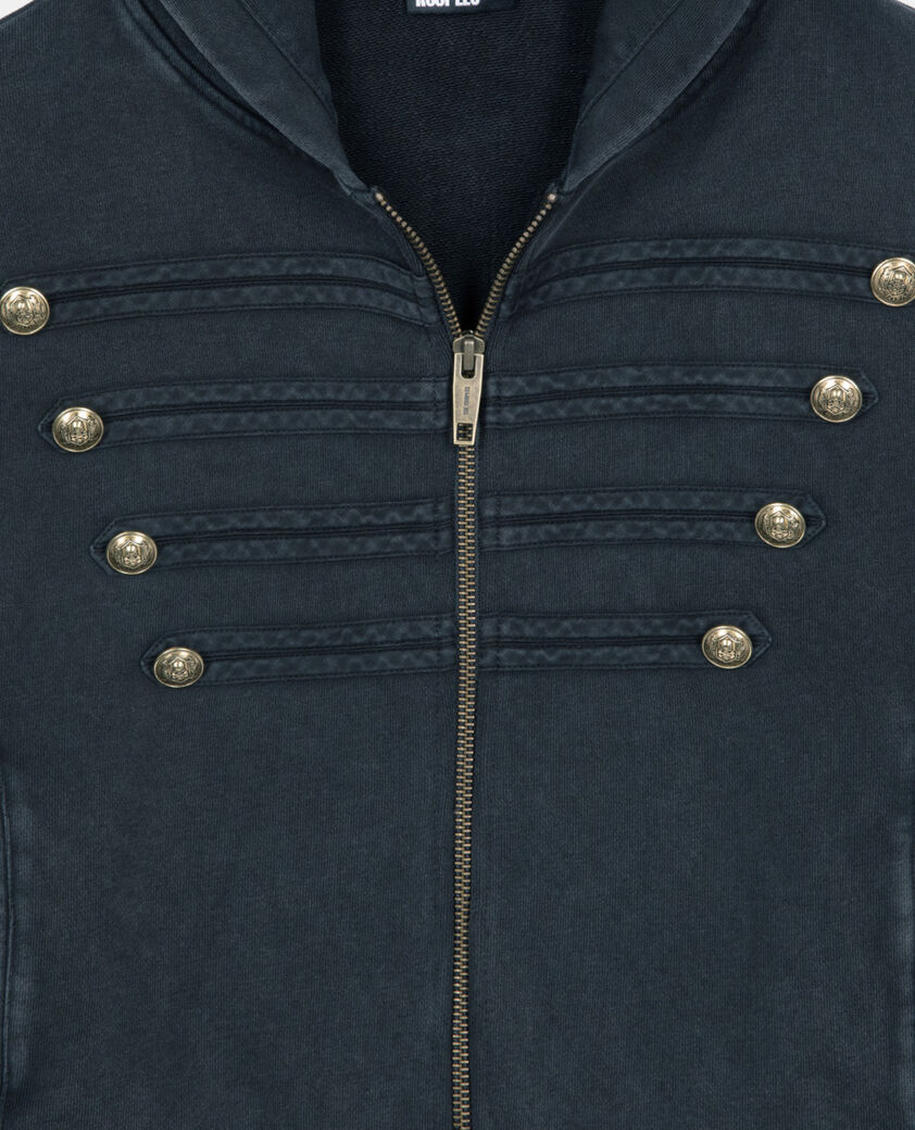 The Kooples DAMEN BLACK WASHED schwarzes kapuzensweatshirt im offiziersstil