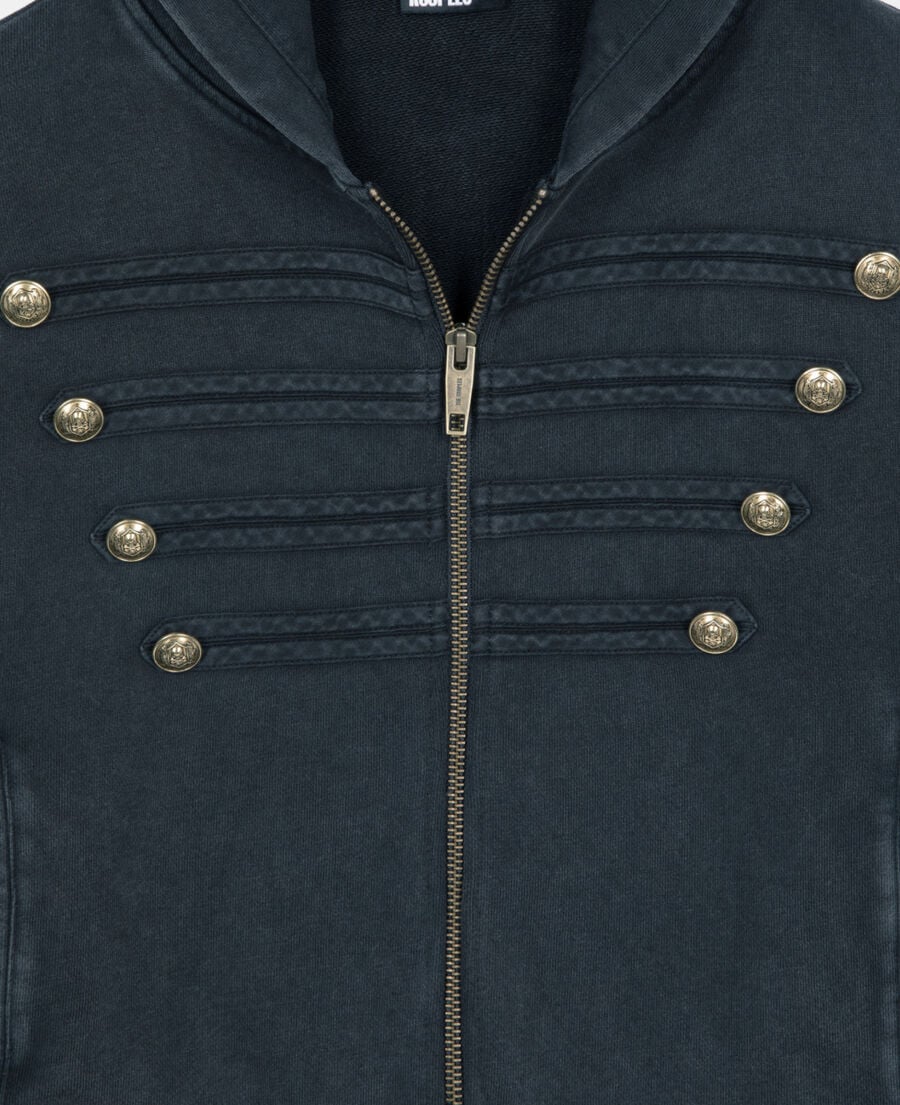 The Kooples WOMEN BLACK WASHED black officer style hoodie