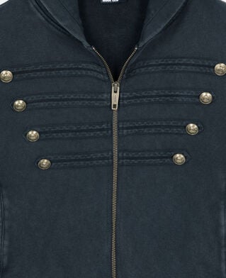 The Kooples WOMEN BLACK WASHED black officer style hoodie