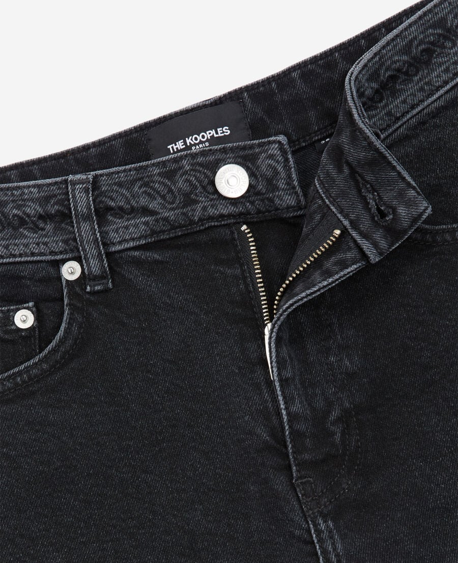 The Kooples FEMME BLACK WASHED jean droit cropped noir