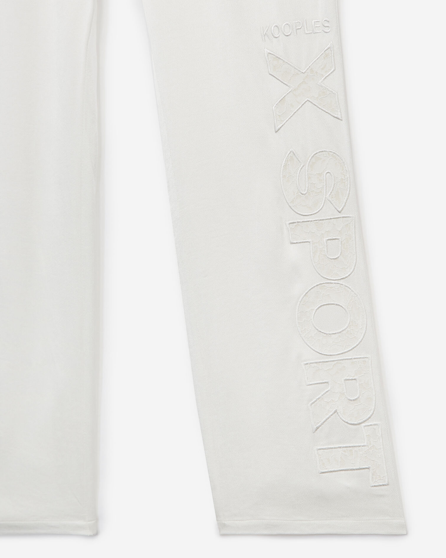 Flowing white trousers with lace finish, ECRU, hi-res image number null