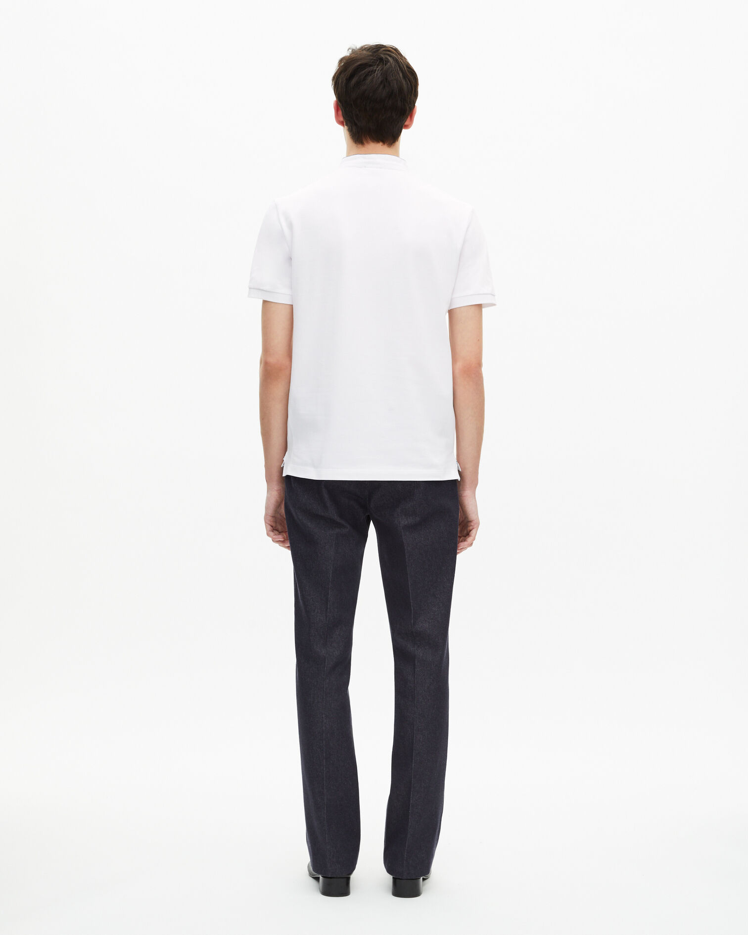 White pique cotton polo t-shirt, WHITE / BLUE, hi-res image number null