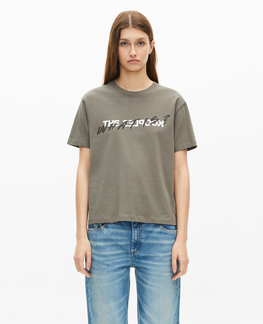 The Kooples DAMEN OLIVE KAKI khakifarbenes t-shirt what is