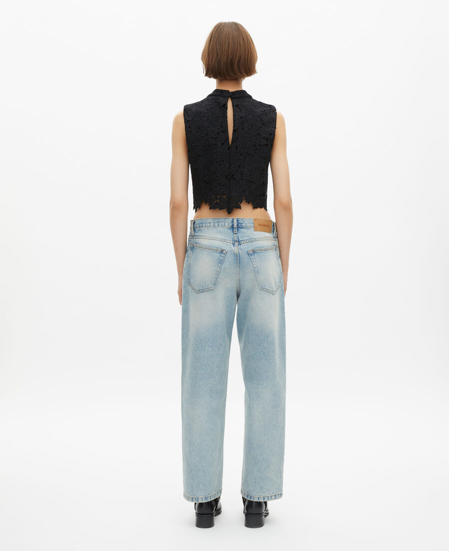 The Kooples WOMEN BLACK black lace crop top