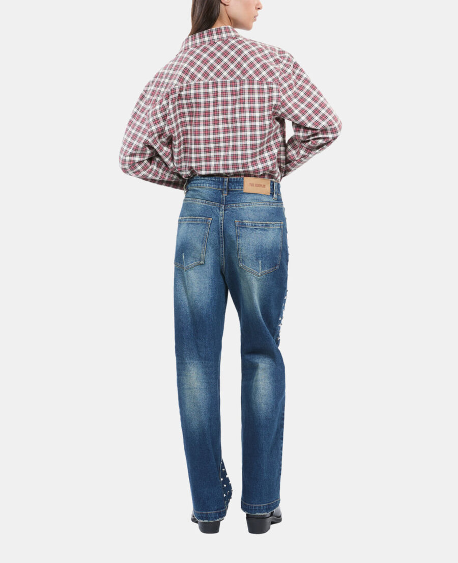 The Kooples F BLUE ELECTRIC blue straight studded jeans