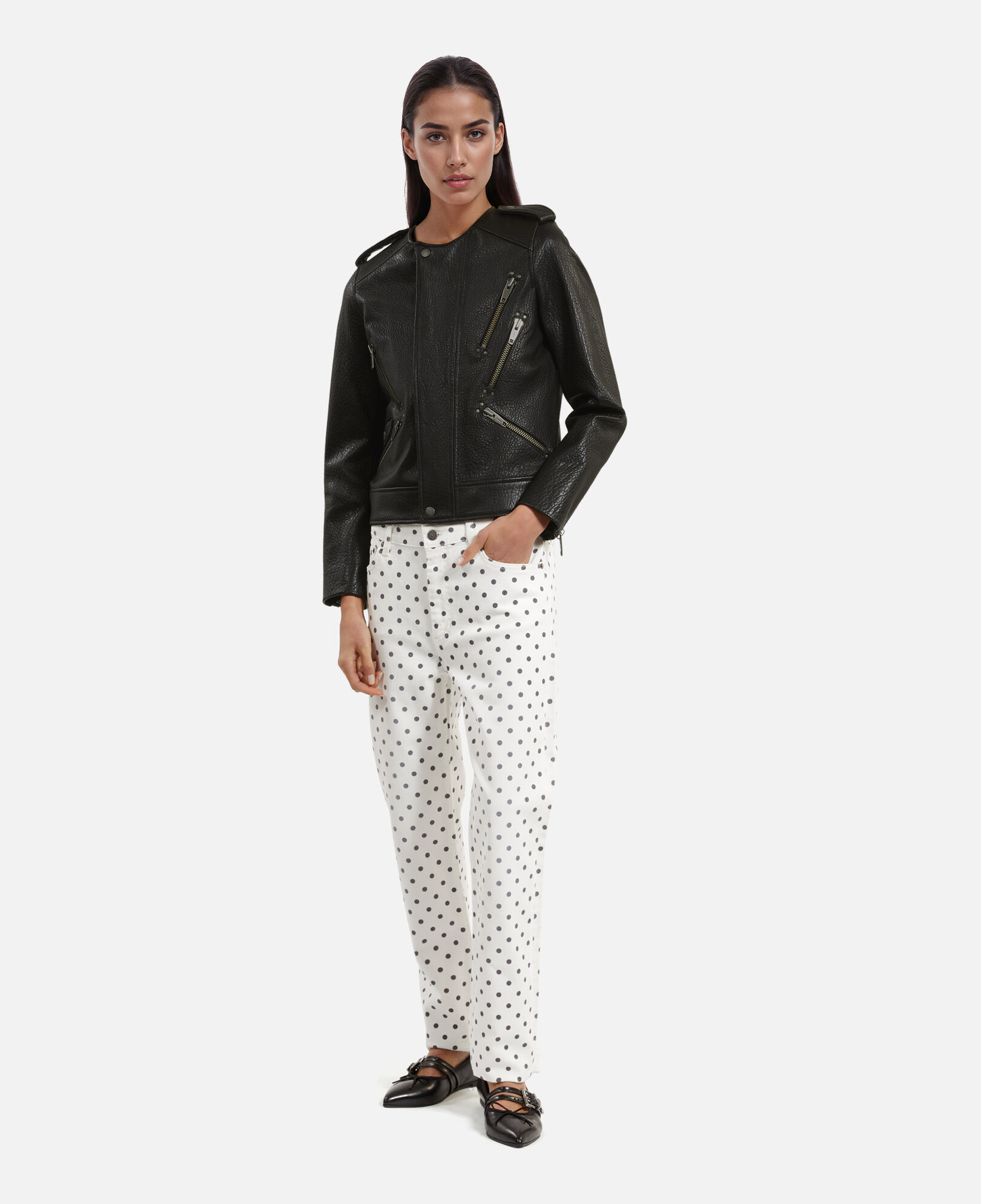 The Kooples WOMEN BLACK black leather jacket