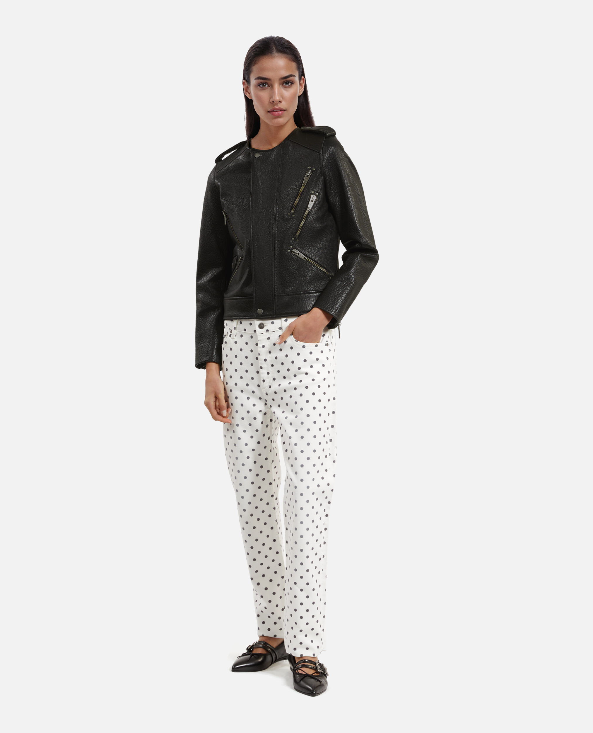 Black leather jacket, BLACK, hi-res image number null