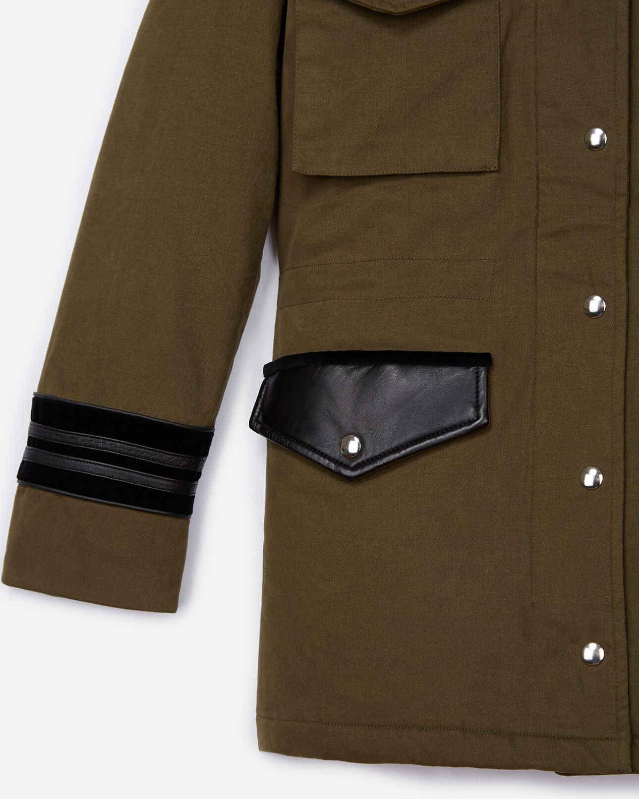 The Kooples FEMME KAKI parka kaki capuche fourrure