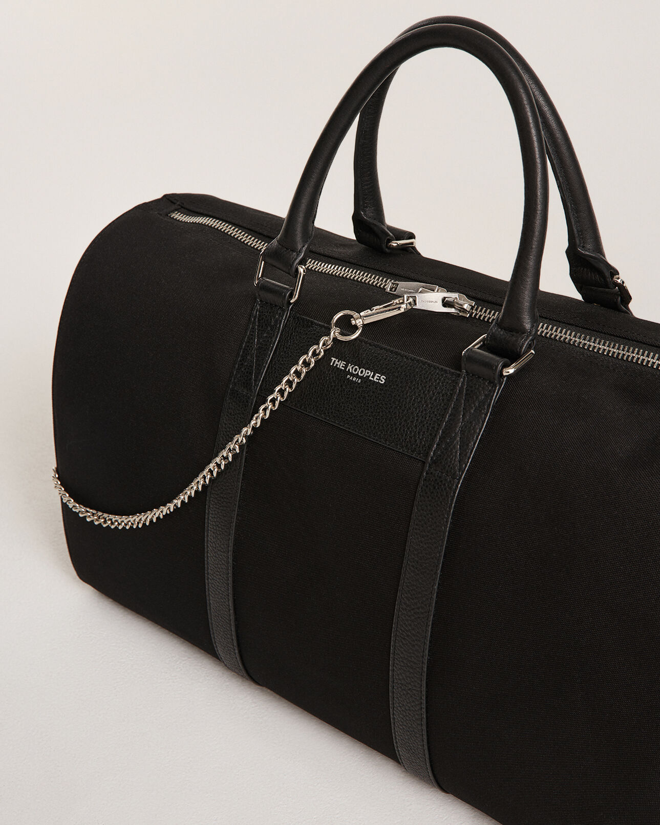 The Kooples HERREN BLACK schwarzer weekender mit abnehmbarer kette