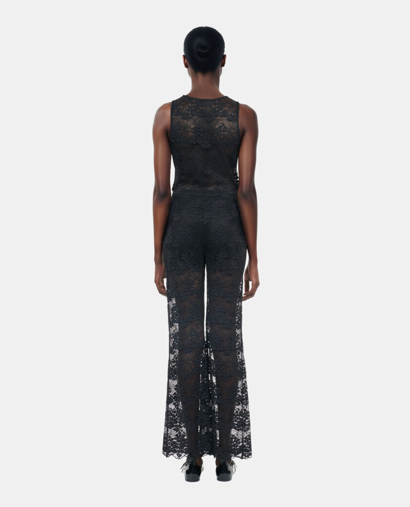 The Kooples FEMME BLACK pantalon flare en dentelle noir