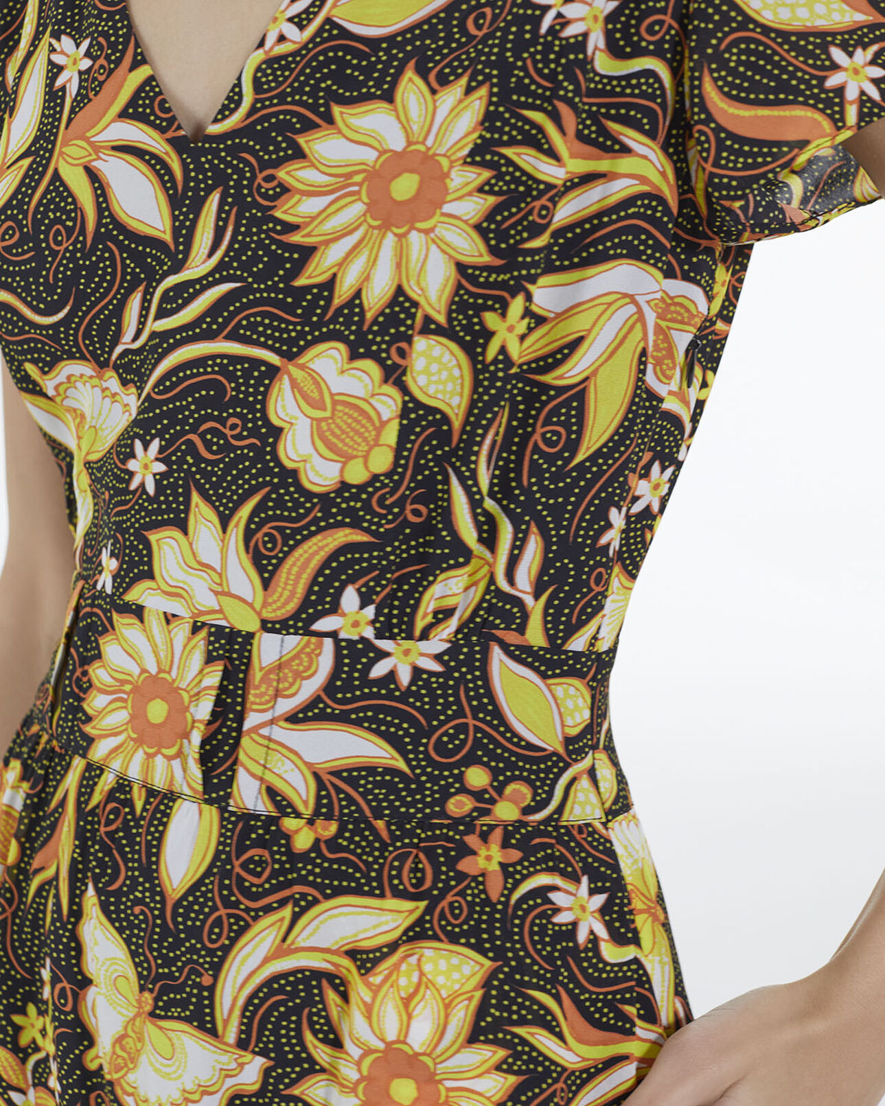 The Kooples WOMEN BLACK black short printed dress with short sleeves