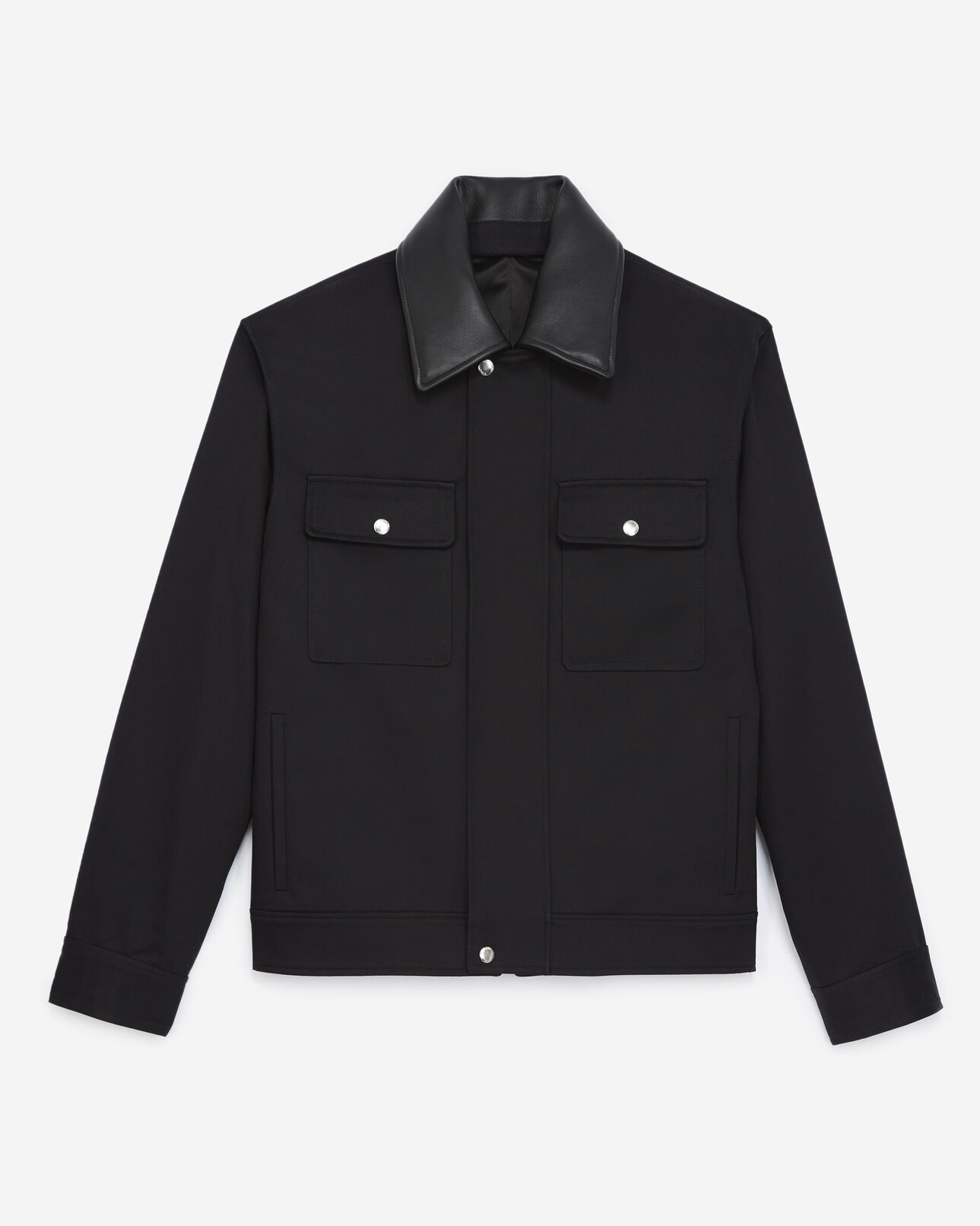 The Kooples MEN NAVY technical navy blue jacket w/leather collar