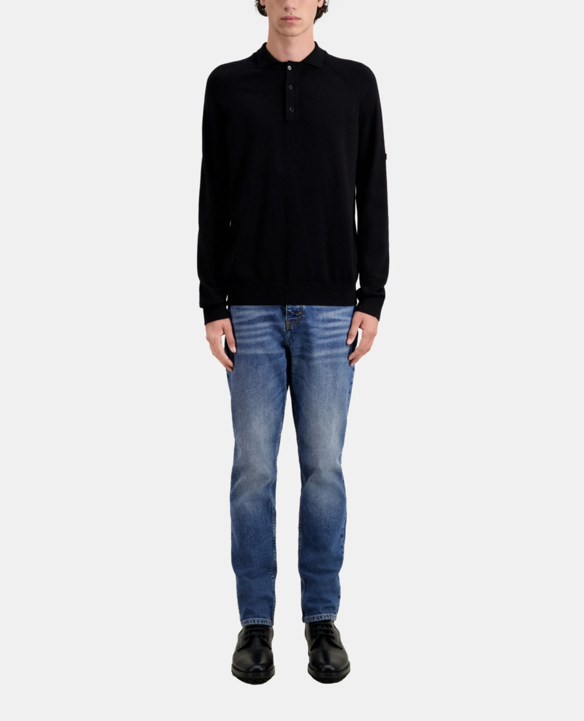 Polo noir en maille, BLACK, hi-res image number null