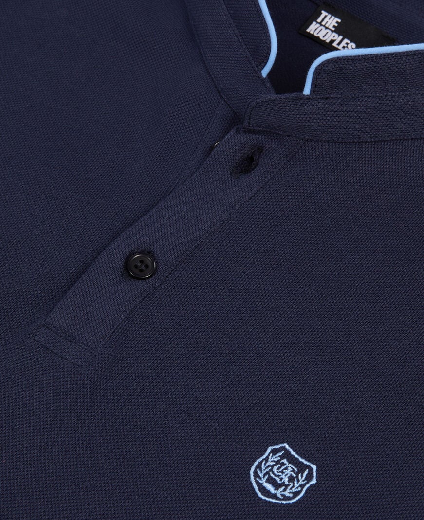 The Kooples HOMME NAVY/ PIPING NAVY polo en coton piqué bleu marine