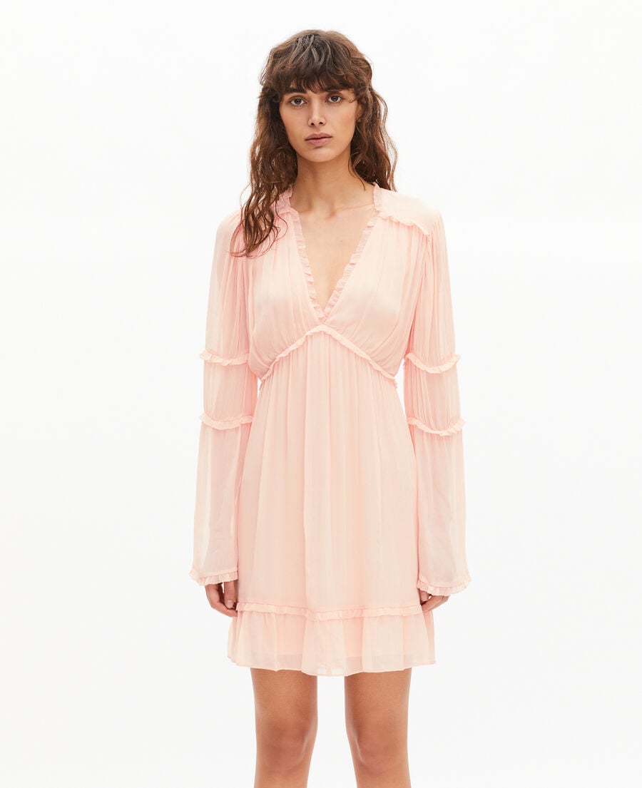 The Kooples F NUDE POUDRE short ruffled peach dress
