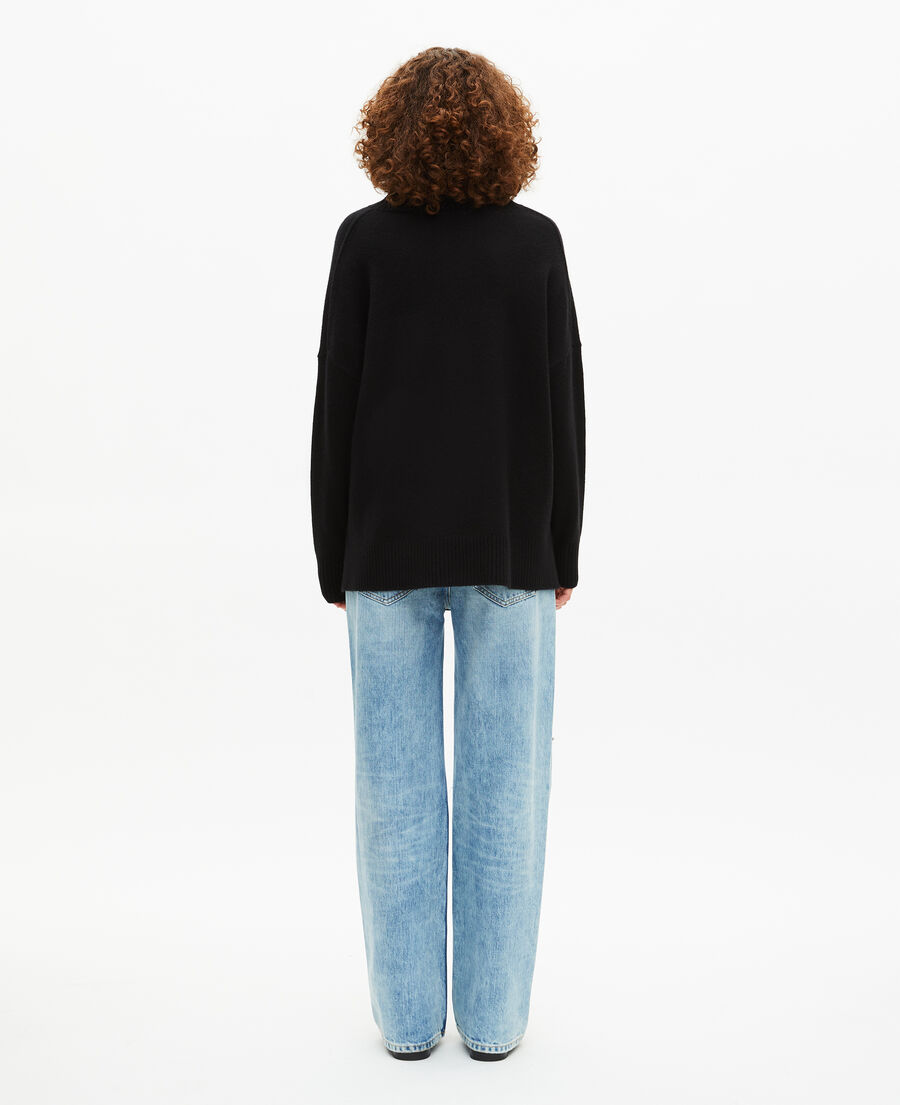 The Kooples WOMEN BLACK black cashmere stand-up collar sweater