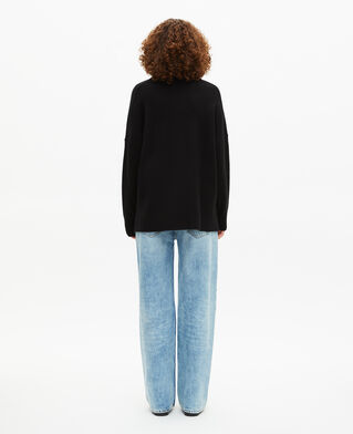The Kooples WOMEN BLACK black cashmere stand-up collar sweater