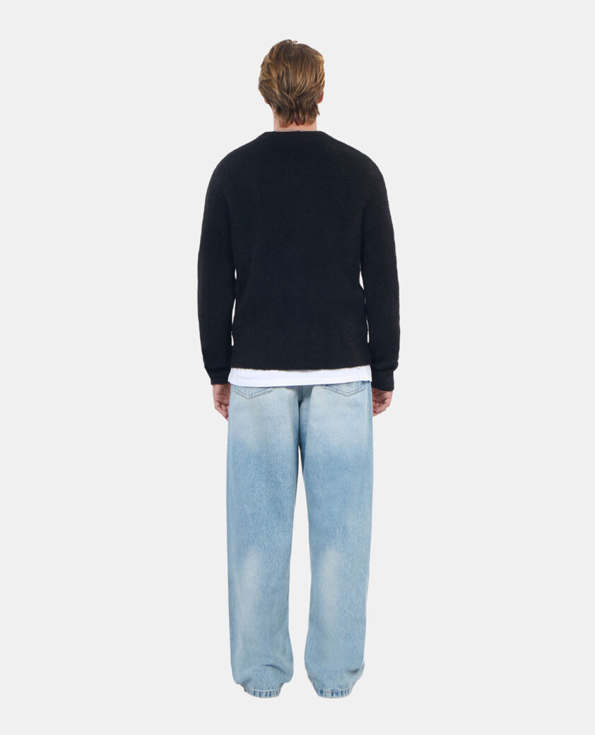 The Kooples HERREN BLACK / WHITE schwarzer pullover aus alpakawolle