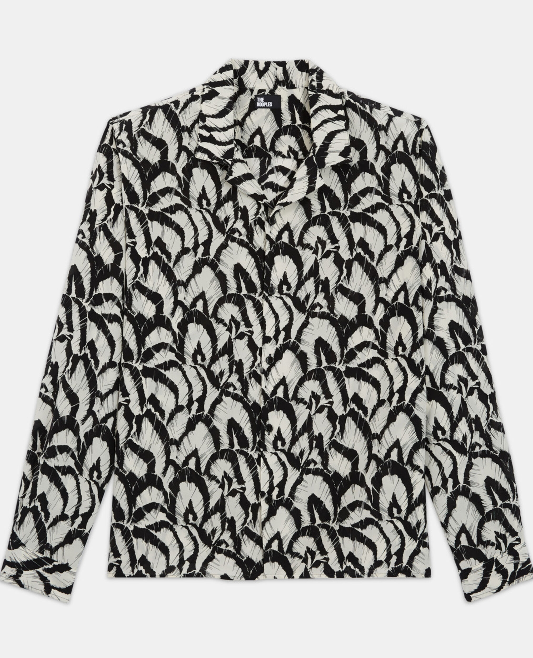 Chemise col hawaïen en soie imprimée, OFF WHITE / BLACK, hi-res image number null