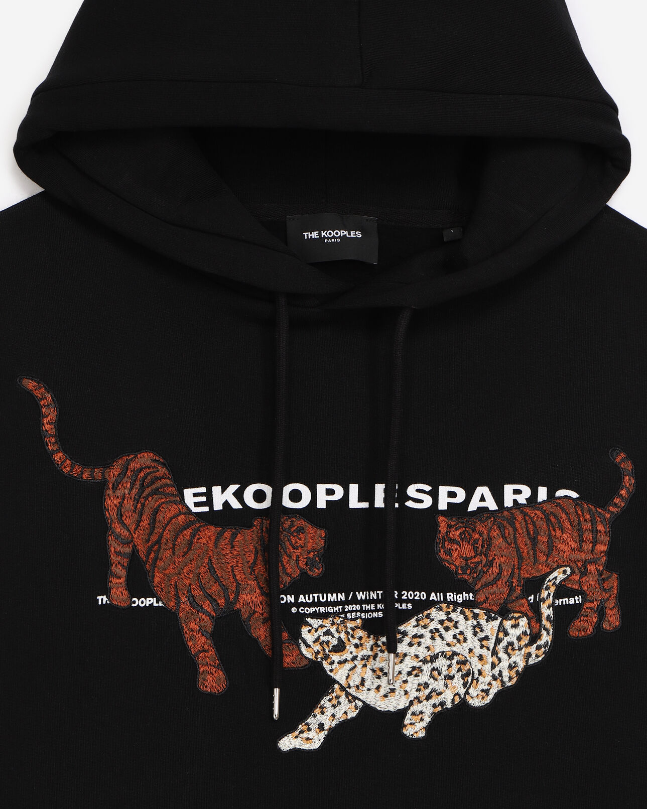 The Kooples FEMME BLACK sweat noir capuche ample motifs tigres
