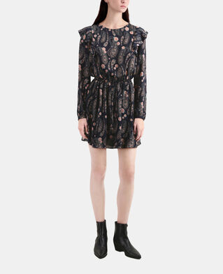 The Kooples FEMME BLACK / PINK robe courte imprimée avec volants