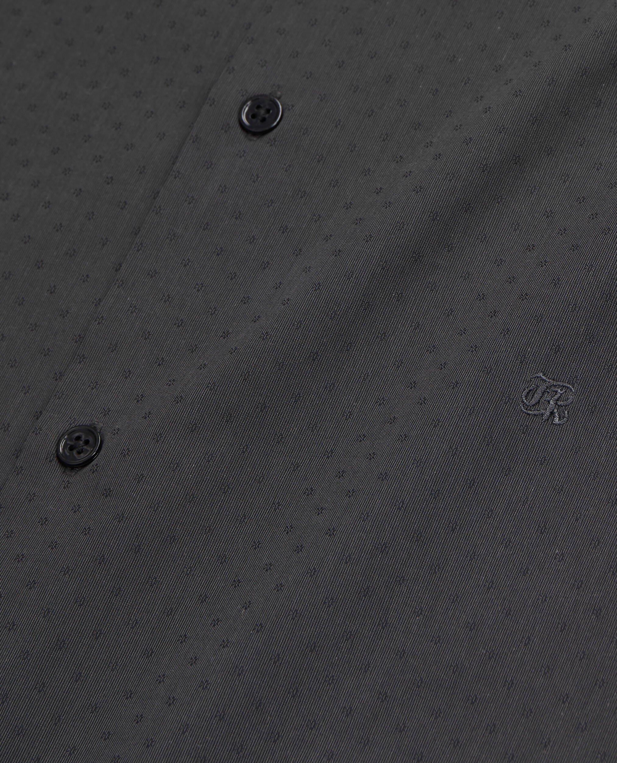 Charcoal gray shirt with micro patterns, BLACK, hi-res image number null