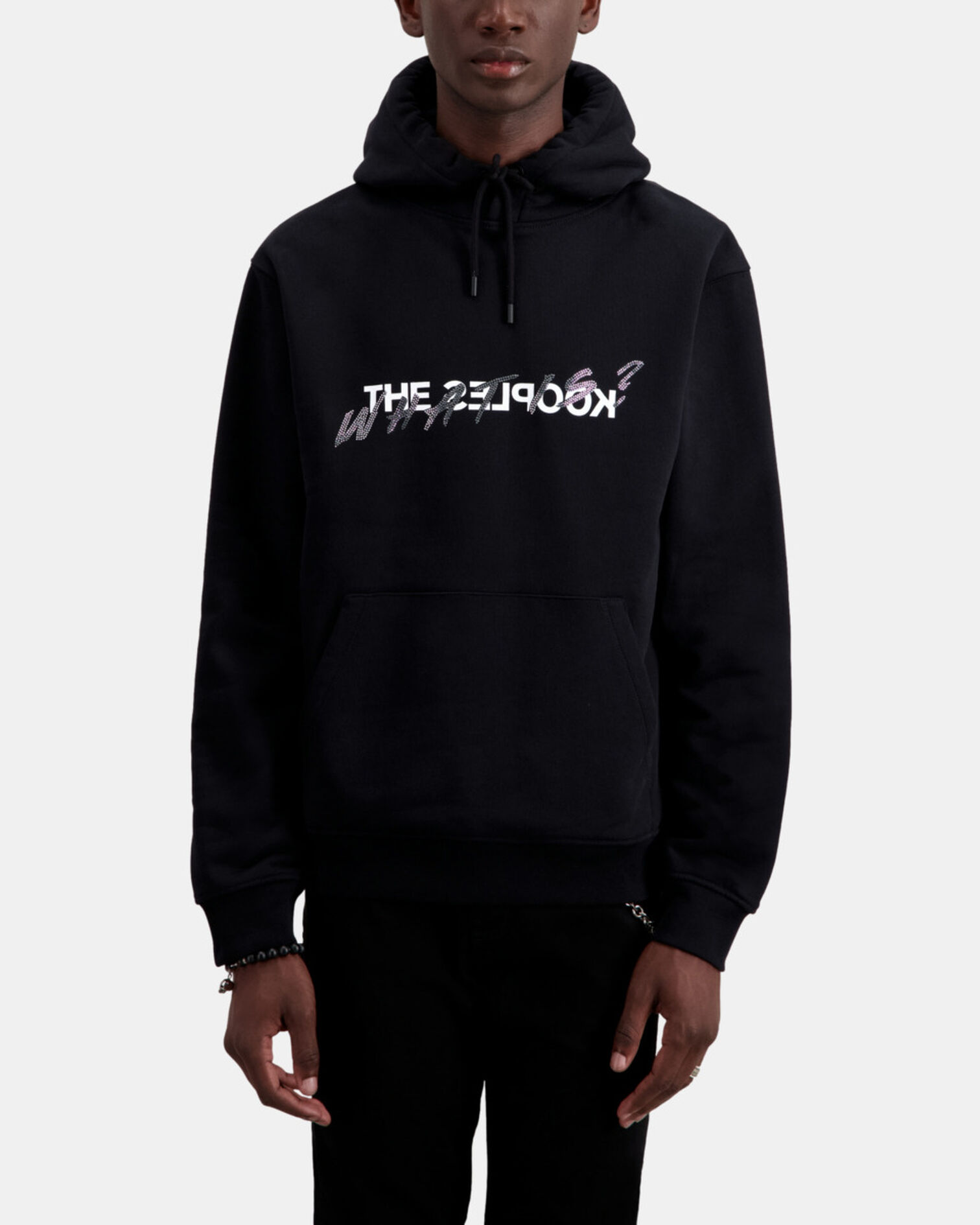 Herren Schwarzes Sweatshirt mit „What is“-Schriftzug, BLACK, hi-res image number null