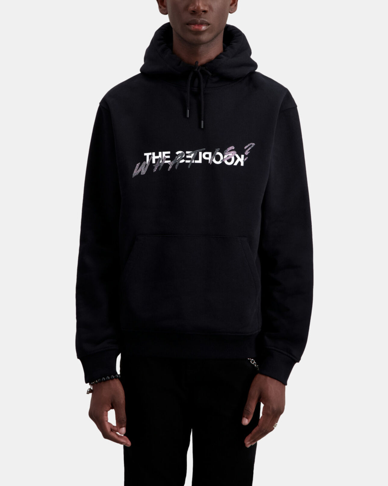 The Kooples HERREN BLACK herren schwarzes sweatshirt mit „what is“-schriftzug