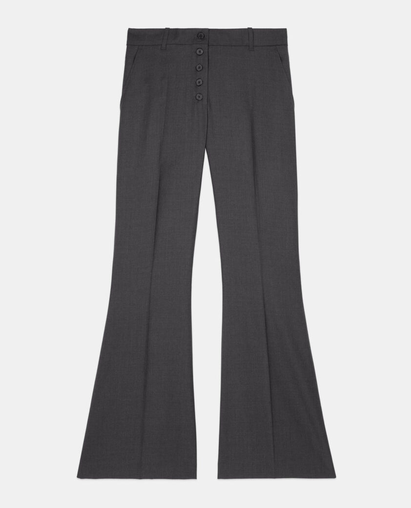 The Kooples FEMME GREY pantalon en laine flare gris