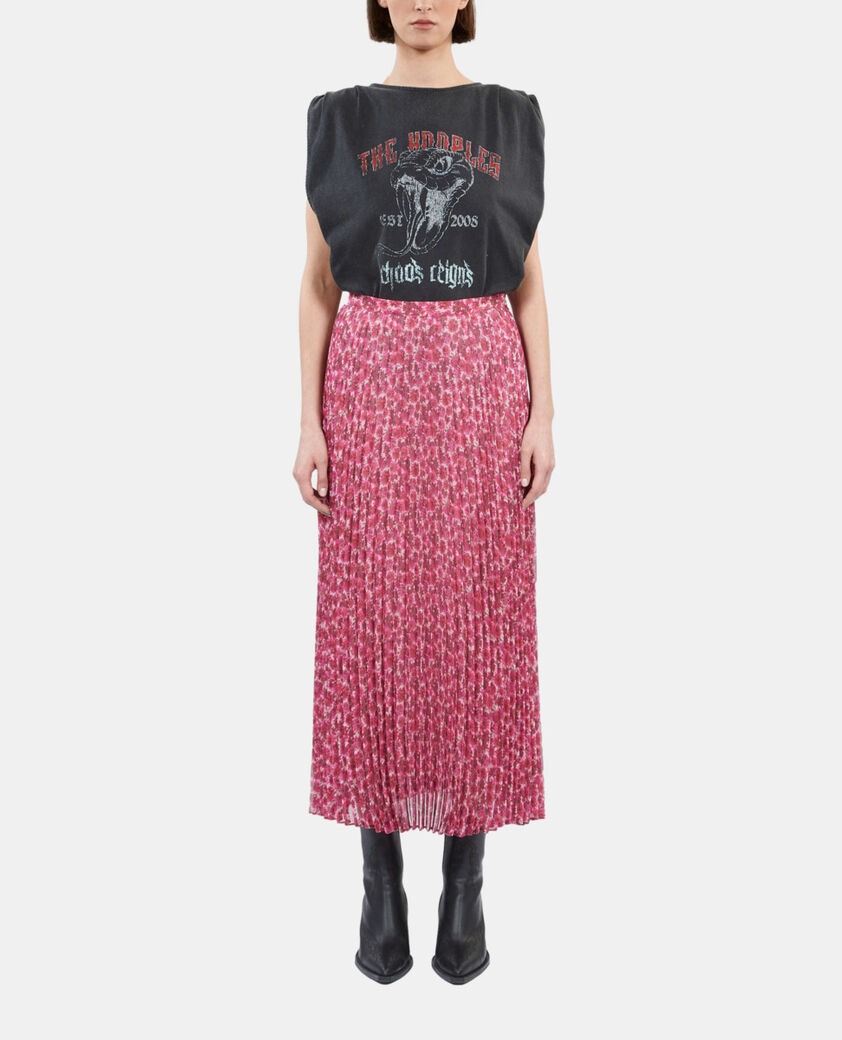 The Kooples FEMME PINK jupe longue plissée fleurie