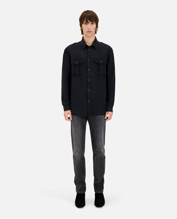 black lyocell and linen shirt