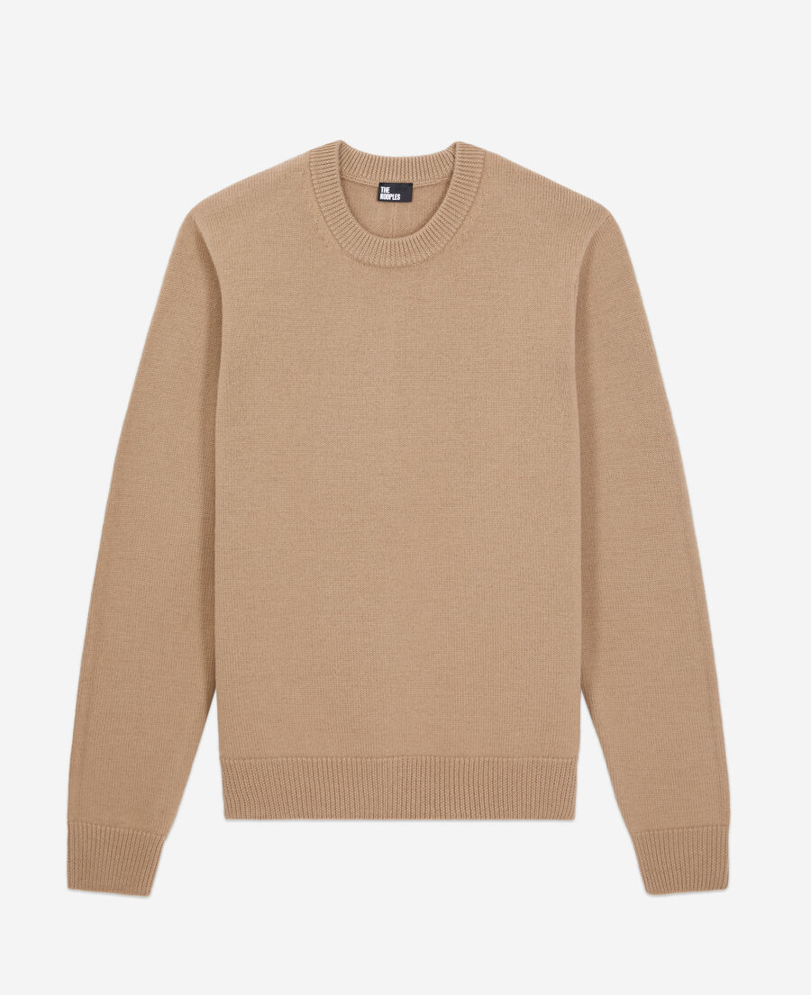 The Kooples HERREN BROWN-BEIGE brauner pullover aus wolle