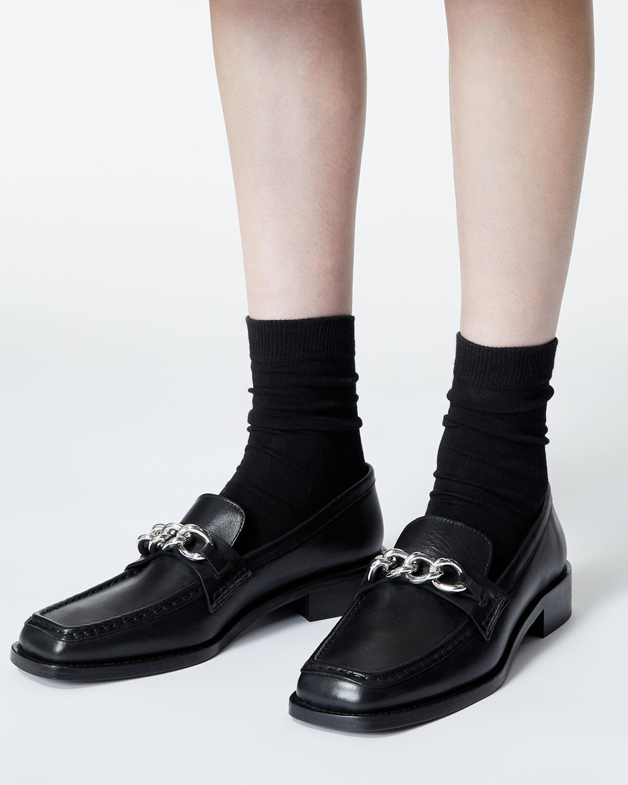 The Kooples FEMME BLACK mocassins noir boucle argent