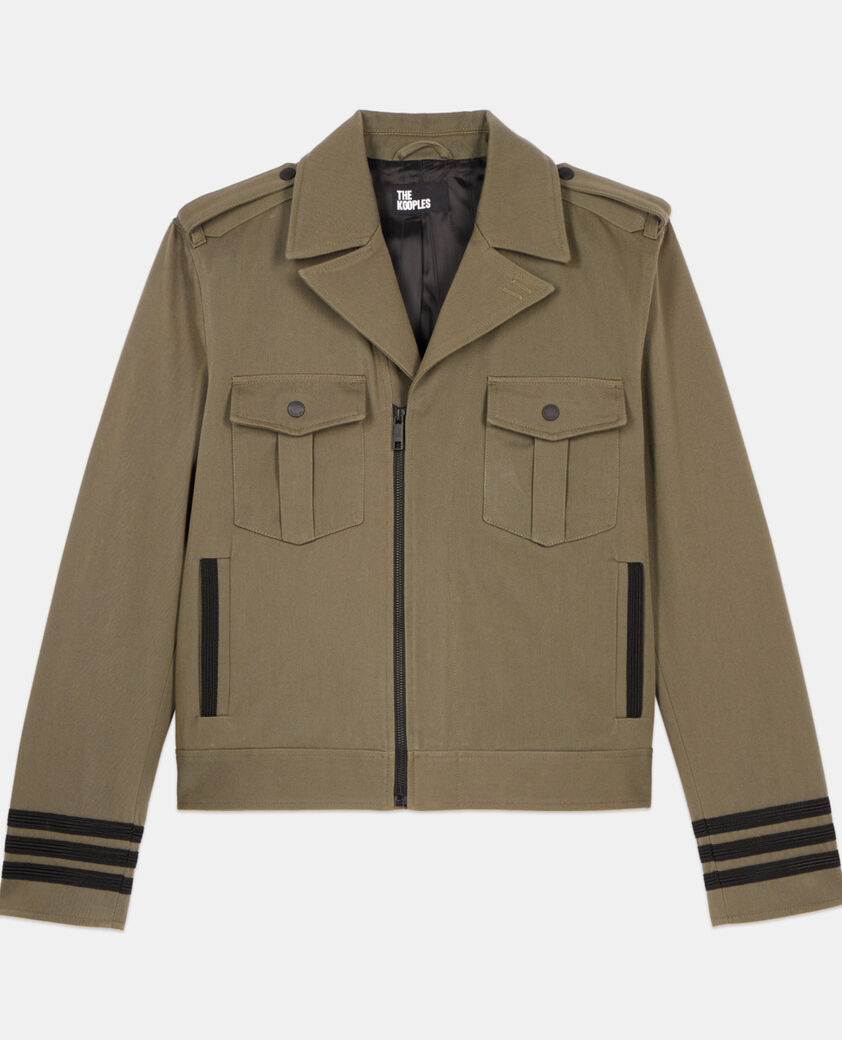 The Kooples HERREN OLIVE NIGHT khakifarbene jacke im offizierstil