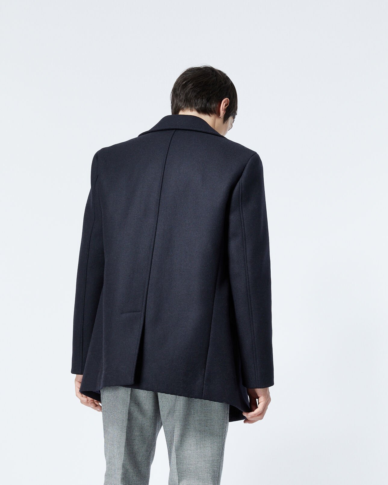 The Kooples MEN NAVY navy blue wool pea coat with black buttons