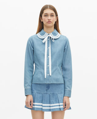 The Kooples FEMME BABY BLUE chemise col claudine en denim
