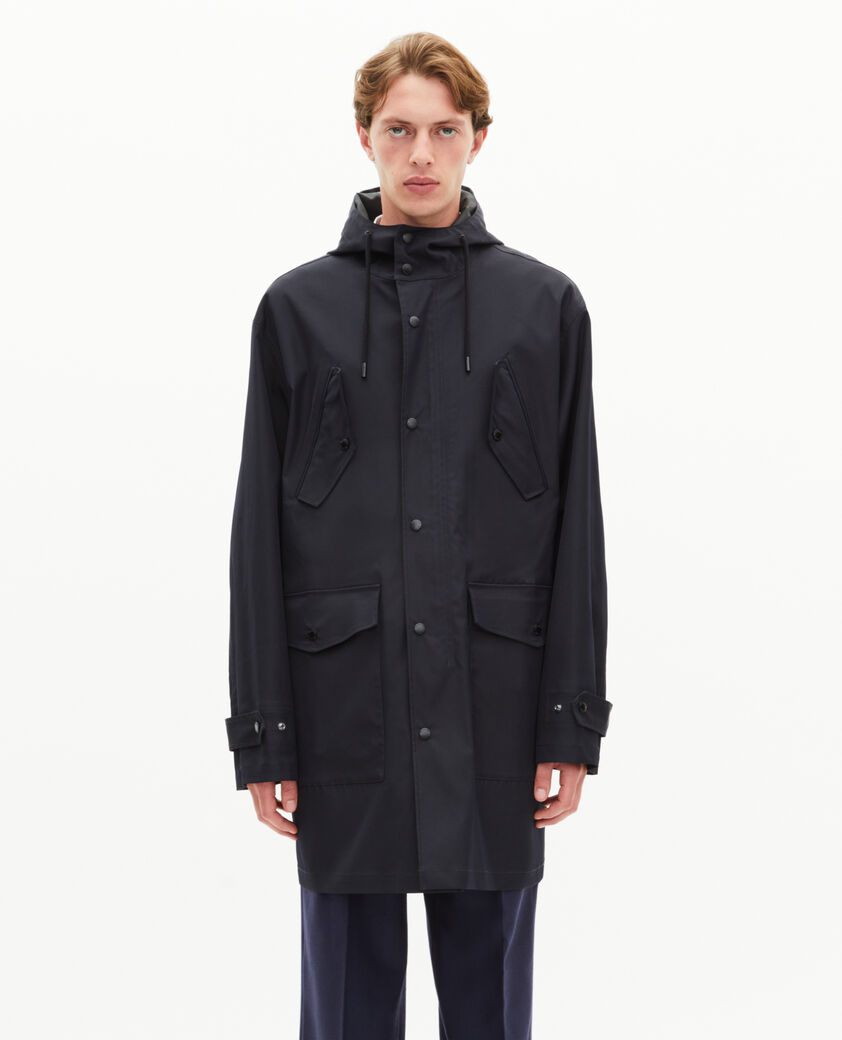 The Kooples MEN NAVY water-repellent parka with navy hood