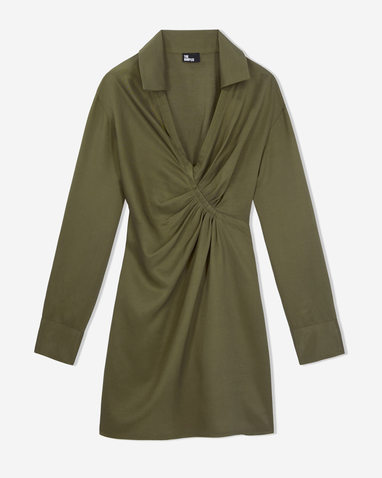 The Kooples WOMEN KAKI short khaki dress with draping