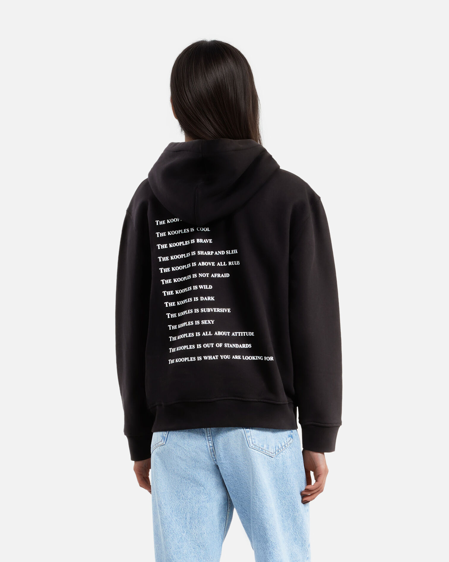 Damen Schwarzes Sweatshirt mit „What is“-Strassbesatz, BLACK, hi-res image number null
