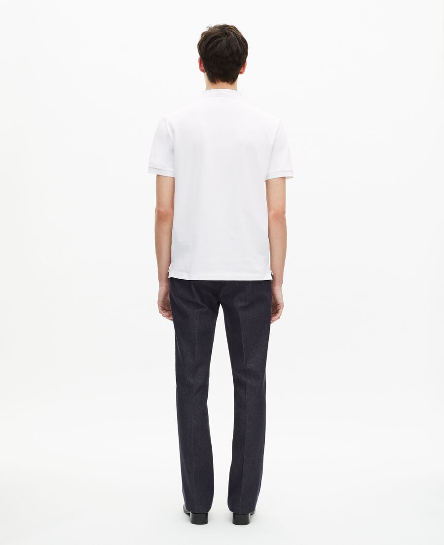 The Kooples HOMME WHITE / BLUE polo en coton piqué blanc