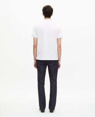 The Kooples HOMME WHITE / BLUE polo en coton piqué blanc