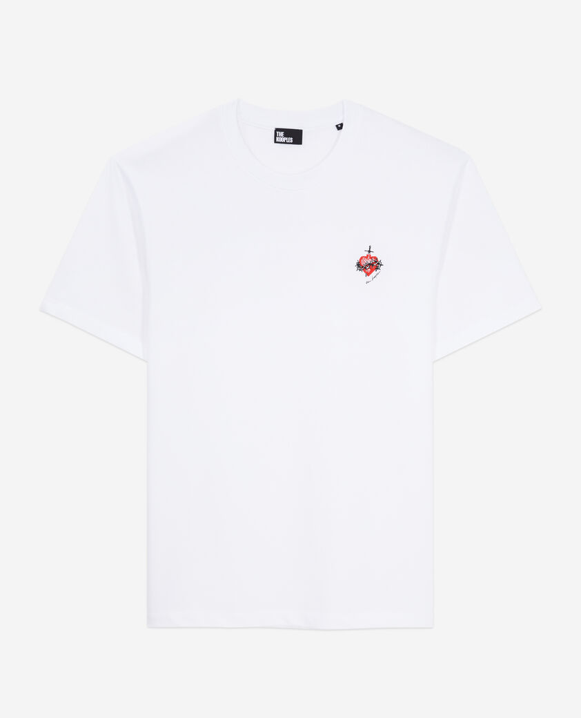 The Kooples HOMME WHITE t-shirt homme blanc avec broderie dagger through heart