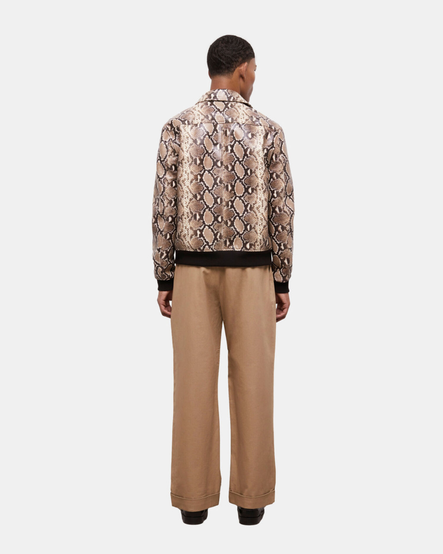 Snakeskin-effect leather jacket, PYTHON BEIGE, hi-res image number null