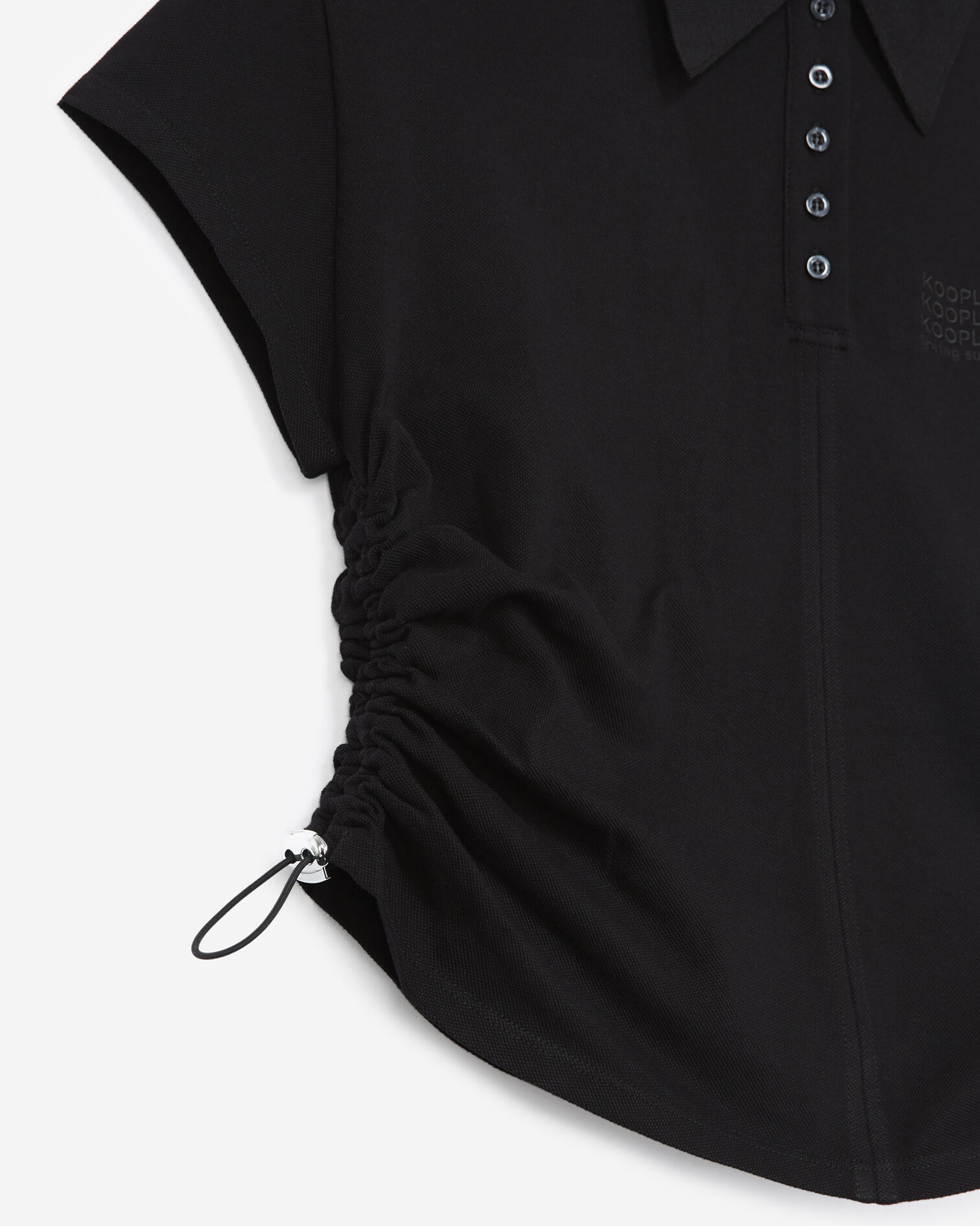 Polo noir ajusté logo détail serrage, BLACK, hi-res image number null