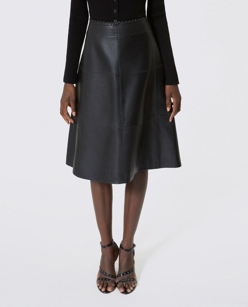 The Kooples MUJER BLACK falda midi de cuero negro