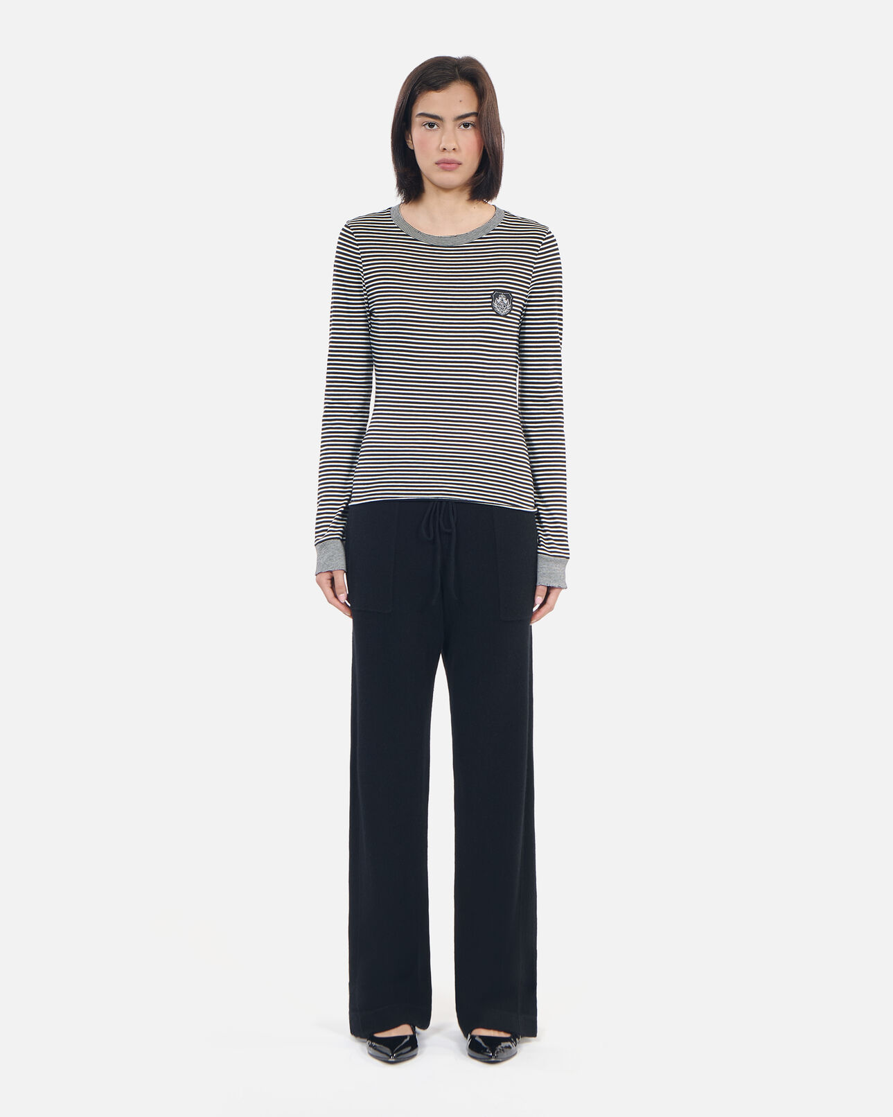 The Kooples WOMEN BLACK / WHITE long-sleeved striped t-shirt